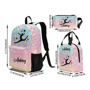 Gymnastic Scale Mermaid Personalized Backpack Set for Teen Boys Girls with Lunch Box & Pencil Pouch Bag Travel Backpack