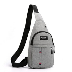 Man's Chest Bag Sling Backpack with Nylon One Shoulder Lightweight Bag for Friends Neighbors Colleagues Gray