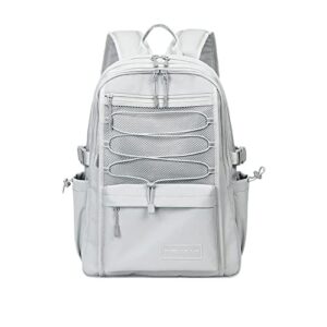 laptop bag 15.6 inch large backpacks for work backpack for women travel bag mesh pockets cute school bags aesthetic daypack (grey)