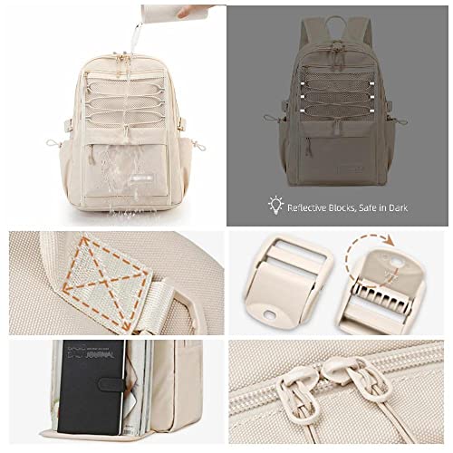 Laptop Bag 15.6 Inch Large Backpacks for Work Backpack for Women Travel Bag Mesh Pockets Cute School Bags Aesthetic Daypack (Grey)