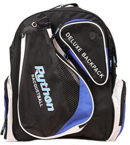 python deluxe”backpack” racquetball bag (black/blue)