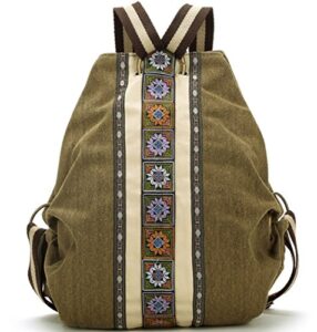 women canvas backpack daypack casual shoulder bag, vintage heavy-duty anti-theft travel backpack