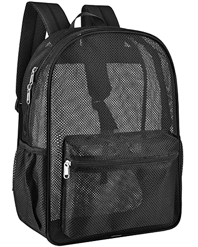 Paxiland Mesh Backpack Lightweight See Through College Student Backpack for Commuting Swimming Travel Beach Outdoor Sports