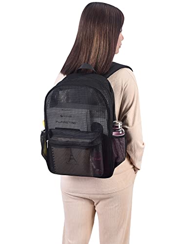 Paxiland Mesh Backpack Lightweight See Through College Student Backpack for Commuting Swimming Travel Beach Outdoor Sports
