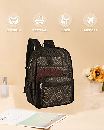 Paxiland Mesh Backpack Lightweight See Through College Student Backpack for Commuting Swimming Travel Beach Outdoor Sports