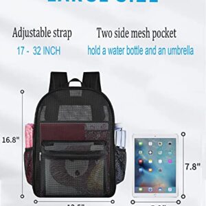 Paxiland Mesh Backpack Lightweight See Through College Student Backpack for Commuting Swimming Travel Beach Outdoor Sports