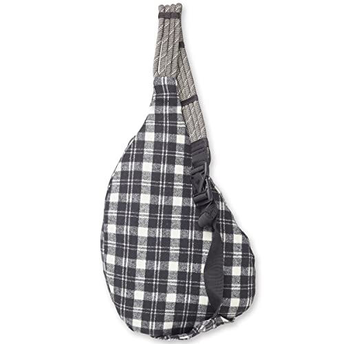 KAVU Plaid Rope Sling Bag Crossbody Backpack with Adjustable Shoulder Strap - Oatmeal