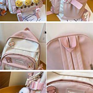 Kawaii Backpack with Kawaii Pin and Accessories Backpack Cute Backpack Cute Kawaii Backpack for School, Pink, One Size