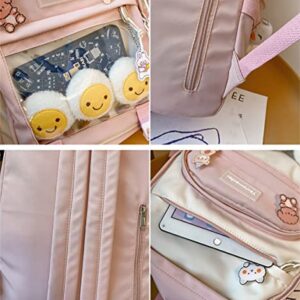 Kawaii Backpack with Kawaii Pin and Accessories Backpack Cute Backpack Cute Kawaii Backpack for School, Pink, One Size