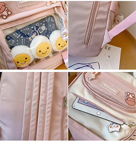 Kawaii Backpack with Kawaii Pin and Accessories Backpack Cute Backpack Cute Kawaii Backpack for School, Pink, One Size