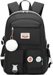 spotted tiger girls backpack aesthetic backpack for teen girls cute school bag bookbag anime school backpack for girls (black)