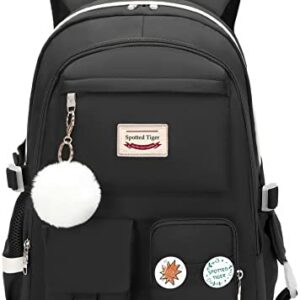 Spotted Tiger Girls Backpack Aesthetic Backpack for Teen Girls Cute School Bag Bookbag Anime School Backpack for Girls (Black)