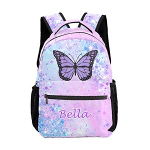 watercolor purple butterfly personalized backpack with name waterproof bag for birthday holiday gift for travel office work