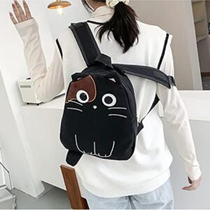 LaurelTree Kawaii Aesthetic Cute Cartoon Cat Backpack Laptop Travel Bag School Students Teens Girls (Black)