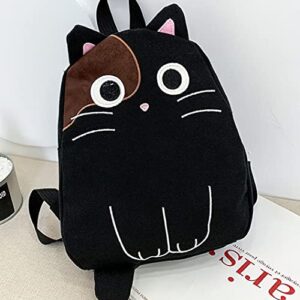 LaurelTree Kawaii Aesthetic Cute Cartoon Cat Backpack Laptop Travel Bag School Students Teens Girls (Black)