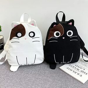 LaurelTree Kawaii Aesthetic Cute Cartoon Cat Backpack Laptop Travel Bag School Students Teens Girls (Black)