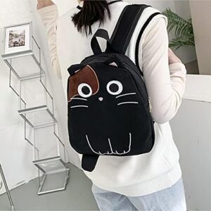 LaurelTree Kawaii Aesthetic Cute Cartoon Cat Backpack Laptop Travel Bag School Students Teens Girls (Black)