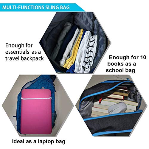 Plus Oversized Sling Backpack for Women, Durable Crossbody Backpack One Shoulder Backpack Daypack 28L