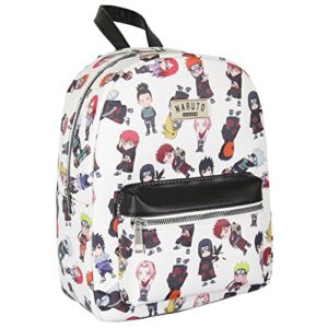 naruto shippuden allover chibi character faux leather mini backpack tote bag