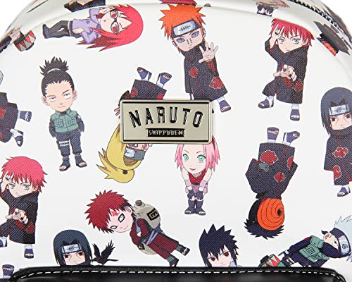 Naruto Shippuden Allover Chibi Character Faux Leather Mini Backpack Tote Bag