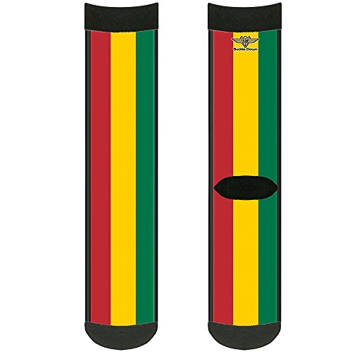 Buckle-Down Unisex-Adult's Socks Rasta Crew, Multicolor