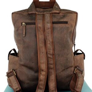 Art On Leather Genuine Leather Backpack For Women And Men - Buffalo Vintage Leather Backpack And Leather Laptop Backpack - Leather School Backpack With Laptop Sleeve And Vintage Leather Travel Bag