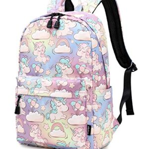 Abshoo Cute Lightweight School Boobag Kids Unicorn Backpacks for Girls Backpacks with Lunch Bag (B Unicorn Rainbow)