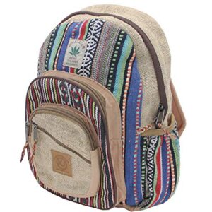 KayJayStyles Small Lightweight Daypack Backpack Handmade Himalayan Hemp Travel, Hiking, Purse for Men, Women & Girls