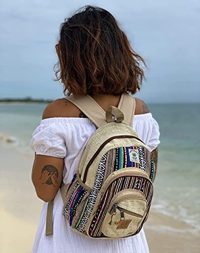 KayJayStyles Small Lightweight Daypack Backpack Handmade Himalayan Hemp Travel, Hiking, Purse for Men, Women & Girls