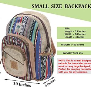 KayJayStyles Small Lightweight Daypack Backpack Handmade Himalayan Hemp Travel, Hiking, Purse for Men, Women & Girls