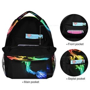 Fire Rainbow Dragon Backpacks Travel Laptop Daypack School Bags for Teens Men Women