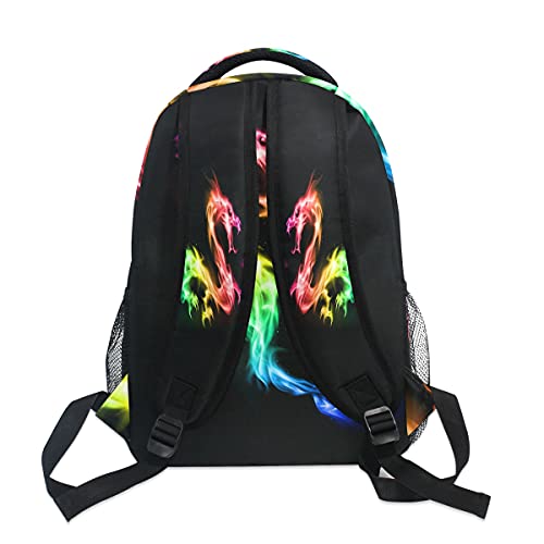 Fire Rainbow Dragon Backpacks Travel Laptop Daypack School Bags for Teens Men Women