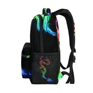 Fire Rainbow Dragon Backpacks Travel Laptop Daypack School Bags for Teens Men Women