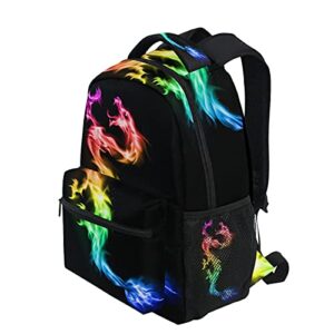 Fire Rainbow Dragon Backpacks Travel Laptop Daypack School Bags for Teens Men Women