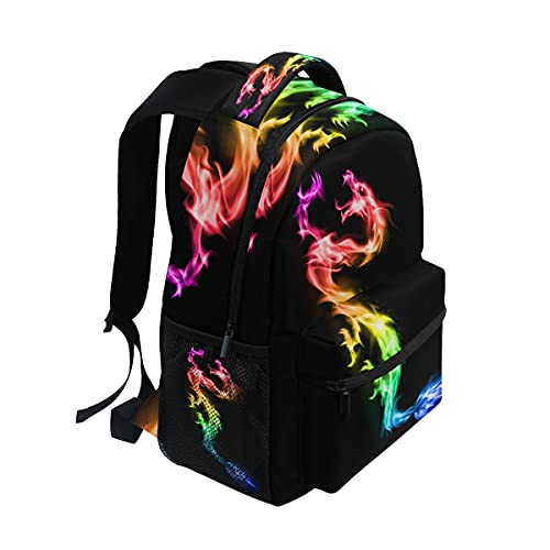 Fire Rainbow Dragon Backpacks Travel Laptop Daypack School Bags for Teens Men Women