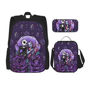 halloween 3 piece backpack set cartoon backpack with lunch box pencil case for girls teens women men durable laptop bag school backpack christmas hiking camping daypack c 67