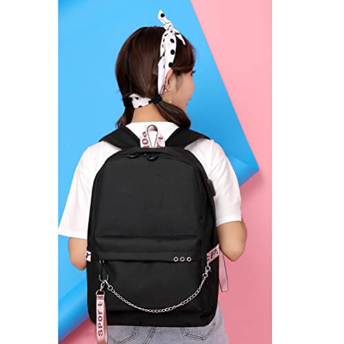 WZCSLM Anime Cosplay Laptop Backpack with USB Charging Port, Middle School College Bookbags for Women Men (black)