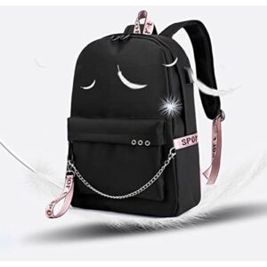 WZCSLM Anime Cosplay Laptop Backpack with USB Charging Port, Middle School College Bookbags for Women Men (black)