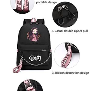 WZCSLM Anime Cosplay Laptop Backpack with USB Charging Port, Middle School College Bookbags for Women Men (black)