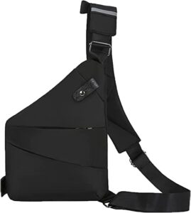 personal flex bag,anti-thief slim sling bag personal pocket bag,multipurpose crossbody backpack for outdoor travel (black right hand)