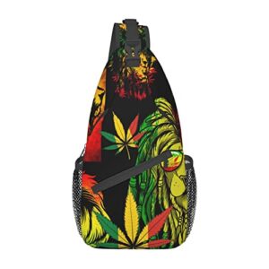 Sling Bags,Jamaican Flag King Lion Men Women Shoulder Backpack,Chest Bag Daypack for Hiking Travel