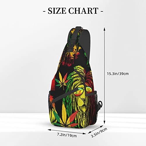 Sling Bags,Jamaican Flag King Lion Men Women Shoulder Backpack,Chest Bag Daypack for Hiking Travel