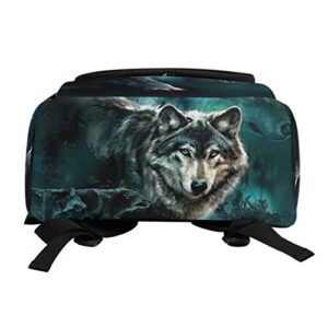 Naanle Moon Wolf Casual Daypack,College Student Bookbags Large Travel Multipurpose Bag Padded Laptop Bag (Multi07)