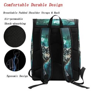 Naanle Moon Wolf Casual Daypack,College Student Bookbags Large Travel Multipurpose Bag Padded Laptop Bag (Multi07)