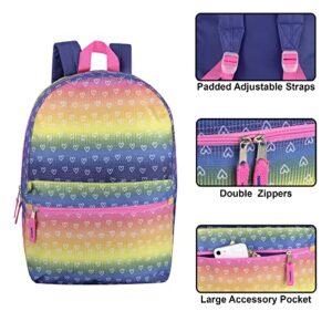 Trail maker Girls' All Over Printed Backpack 17 Inch Backpack for Girls With Padded Straps (Pastel Hearts)