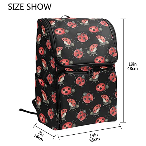 Naanle Cartoon Ladybugs Floral Large College School Books Backpack Waterproof Computer Bag Travel Daypack for Man Woman