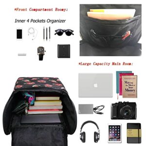 Naanle Cartoon Ladybugs Floral Large College School Books Backpack Waterproof Computer Bag Travel Daypack for Man Woman
