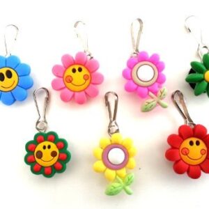 7 pcs Small Flowers # 1 Zipper Pull Charms for Jacket Backpack Bag Pendant