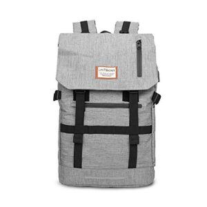 fandare roll-top backpack expandable daypacks anti-theft rucksack teenager college school bag lightweight knapsack field pack for men women outdoor travel hiking camping campus gray