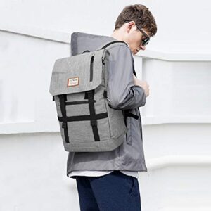 FANDARE Roll-top Backpack Expandable Daypacks Anti-Theft Rucksack Teenager College School Bag Lightweight Knapsack Field Pack for Men Women Outdoor Travel Hiking Camping Campus Gray